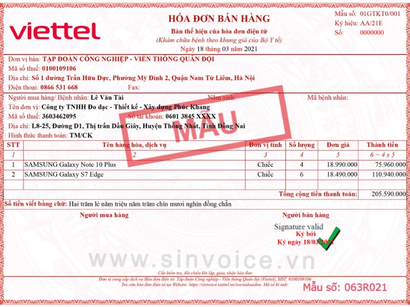 Hóa đơn Viettel Bình Sơn Quảng Ngãi 4 Mẫu hóa đơn Viettel tại Mộ Đức Quảng Ngãi
