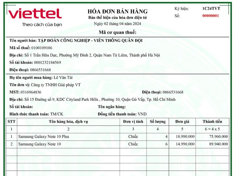 Tìm hiểu dịch vụ hóa đơn Viettel